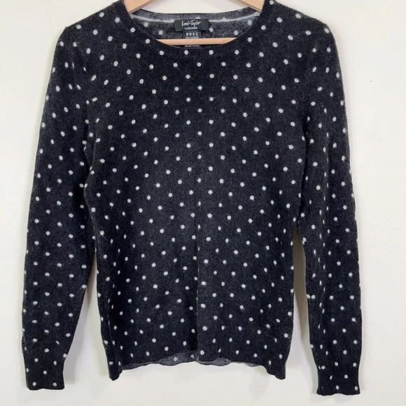 Lord & Taylor Cashmere Polka Dot Crewneck Sweater - Picture 2 of 11